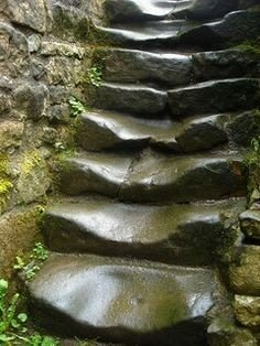 Worn stone steps in shadow