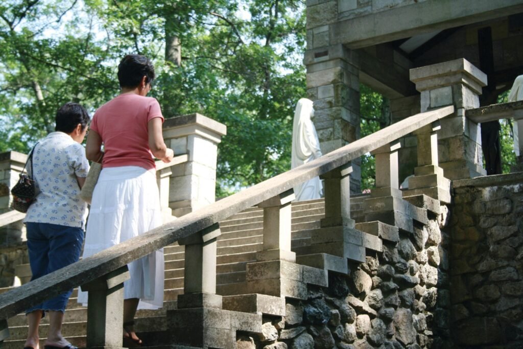 Worn stone steps in a public place