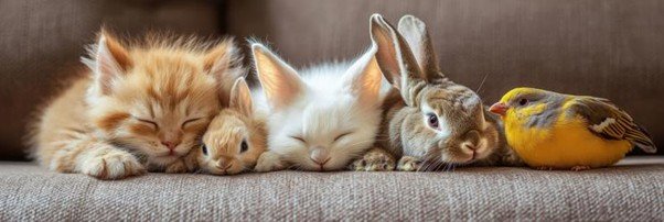 Animals lying peacefully together