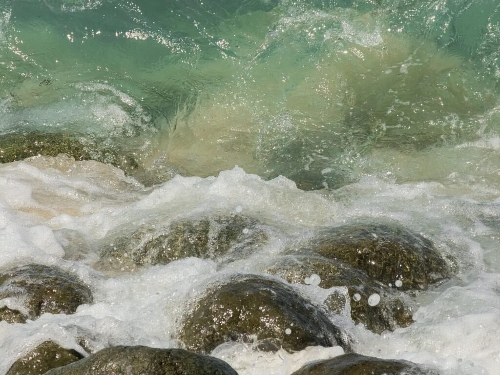 River flowing steadily over rocks in natural landscape.