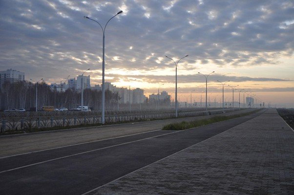 Empty street in early morning light